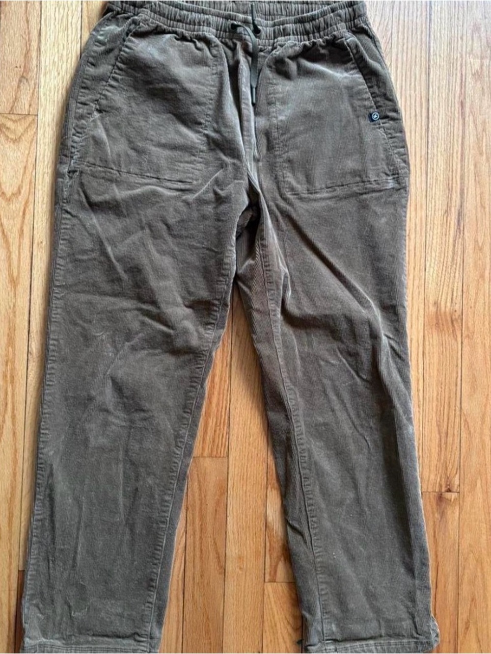 Brown Corduroy Elastic-Waist Pants